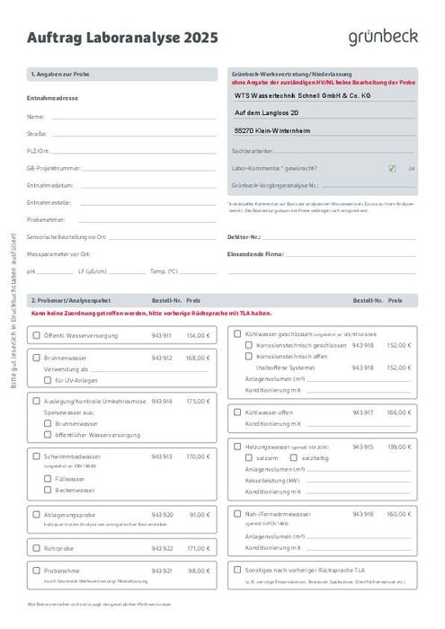 Auftrag Laboranalyse 2025